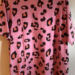 Pink Leopard Print T-Shirt Dress
